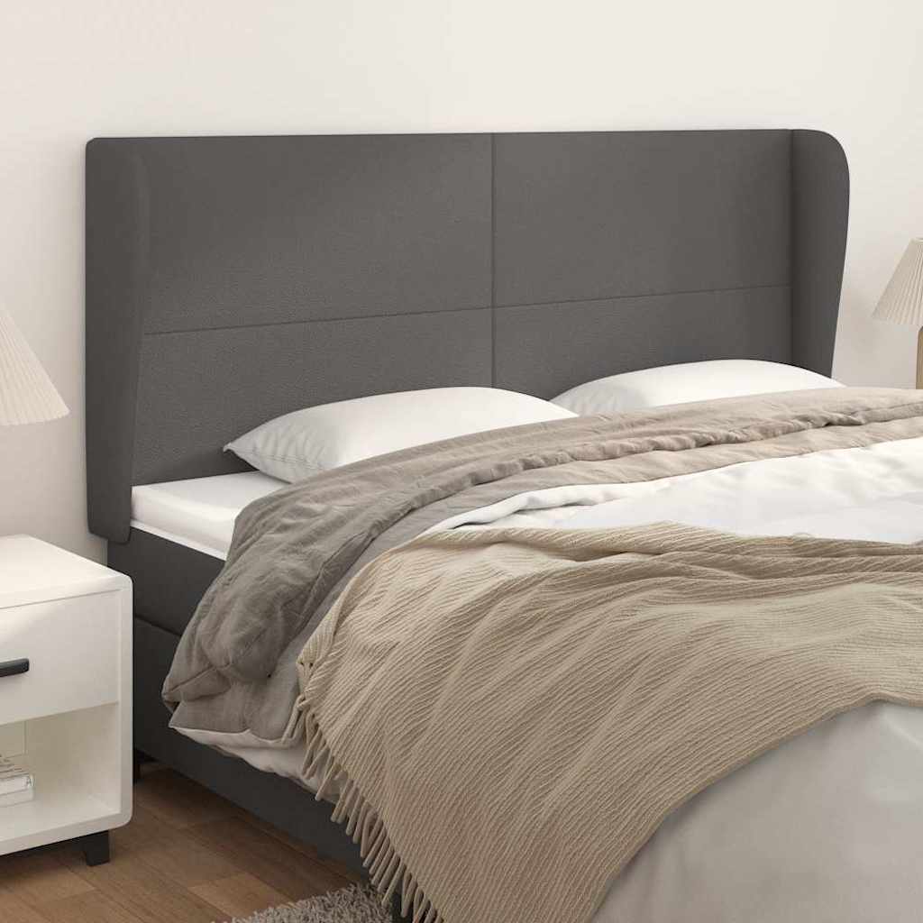 Vidaxl hoofdbord met randen 163x23x118 128 cm kunstleer grijs
