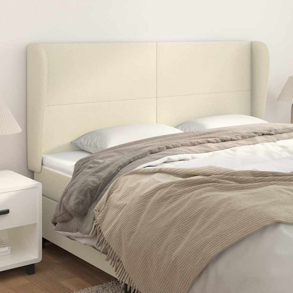 Vidaxl hoofdbord met randen 183x23x118 128 cm kunstleer crèmekleurig
