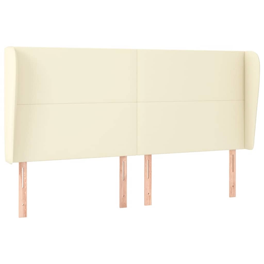 Vidaxl hoofdbord met randen 203x23x118 128 cm kunstleer crèmekleurig