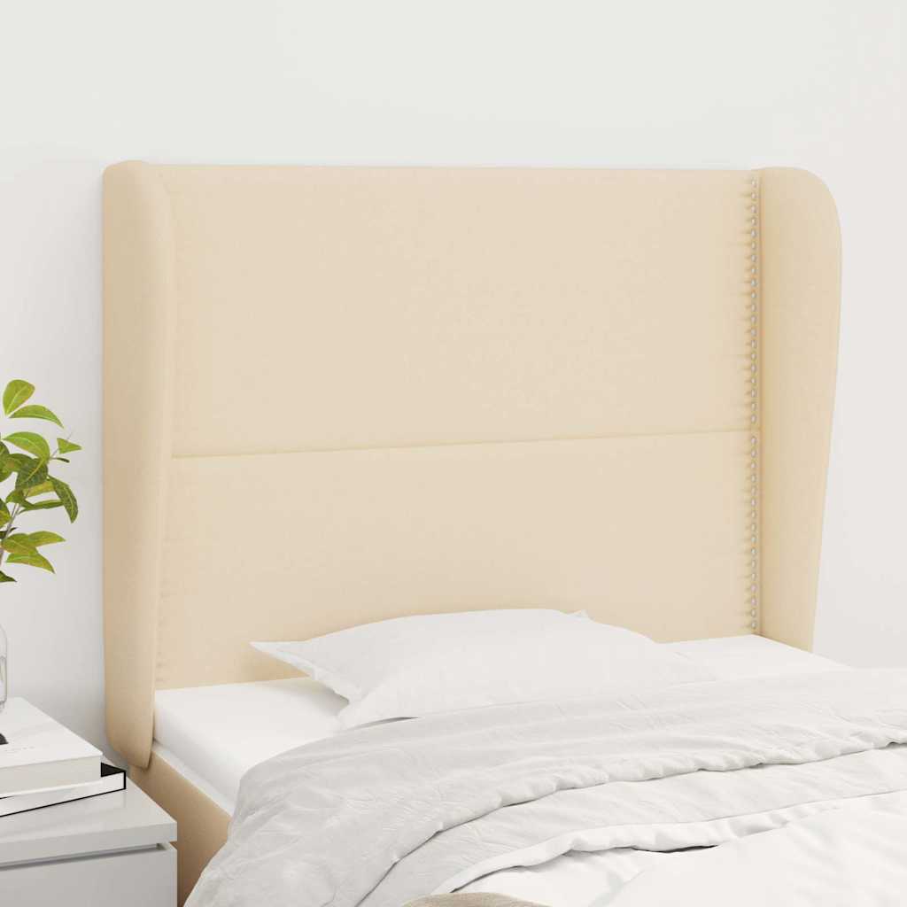 Vidaxl hoofdbord met randen 93x23x118 128 cm stof crèmekleurig