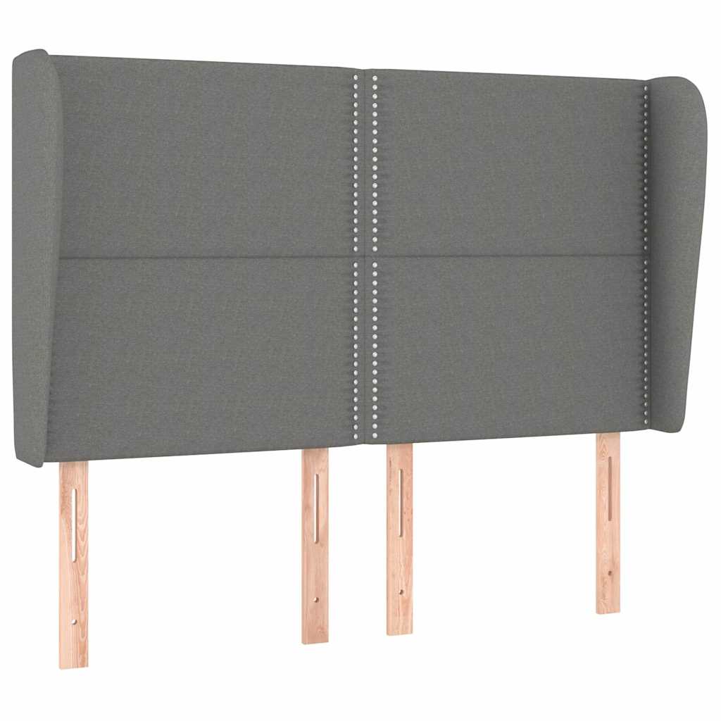 Vidaxl hoofdbord met randen 147x23x118 128 cm stof donkergrijs