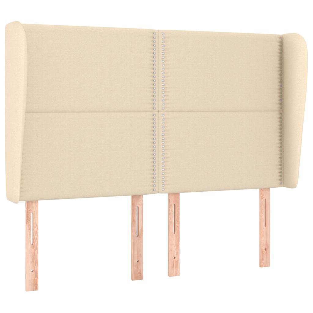 Vidaxl hoofdbord met randen 147x23x118 128 cm stof crèmekleurig