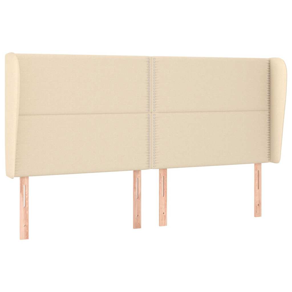 Vidaxl hoofdbord met randen 183x23x118 128 cm stof crèmekleurig