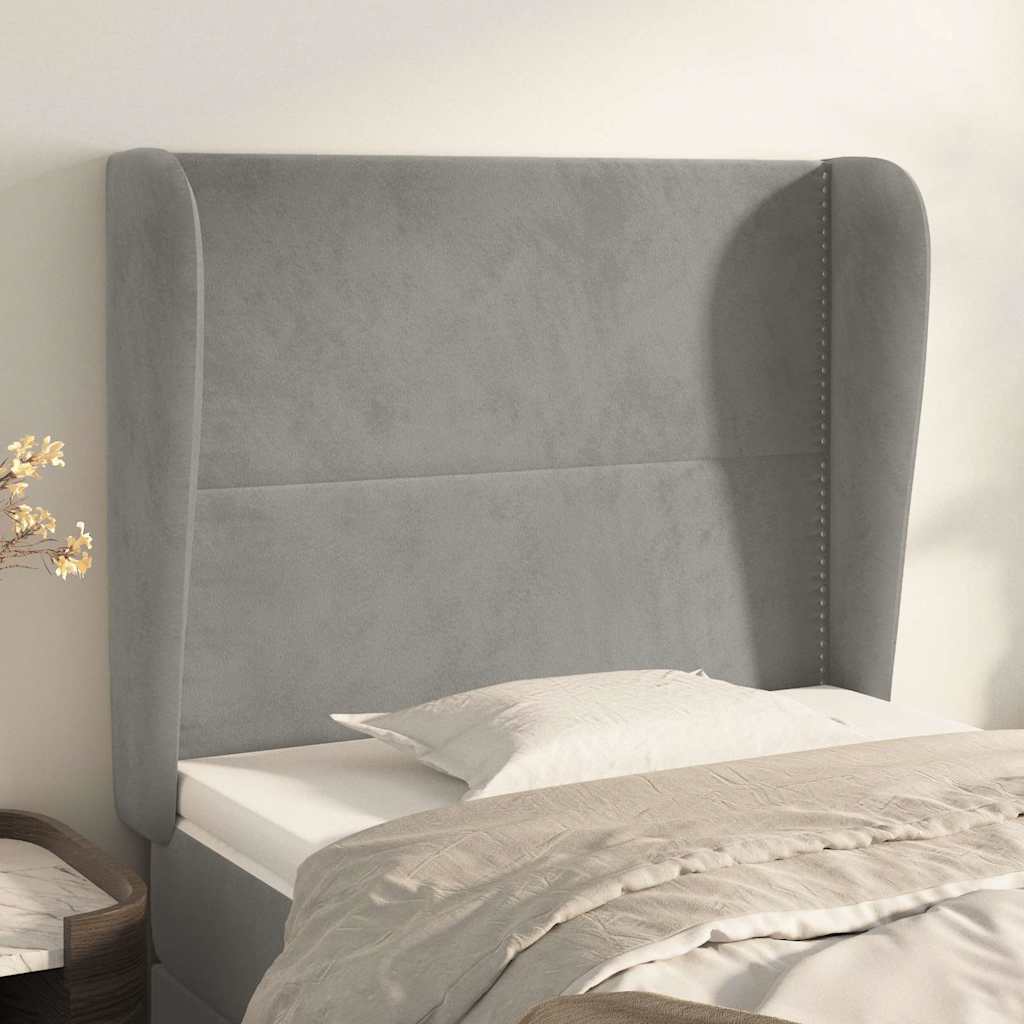 Vidaxl hoofdbord met randen 103x23x118 128 cm fluweel lichtgrijs
