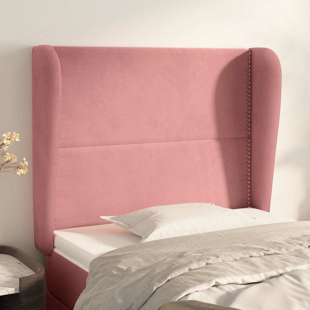 Vidaxl hoofdbord met randen 103x23x118 128 cm fluweel roze