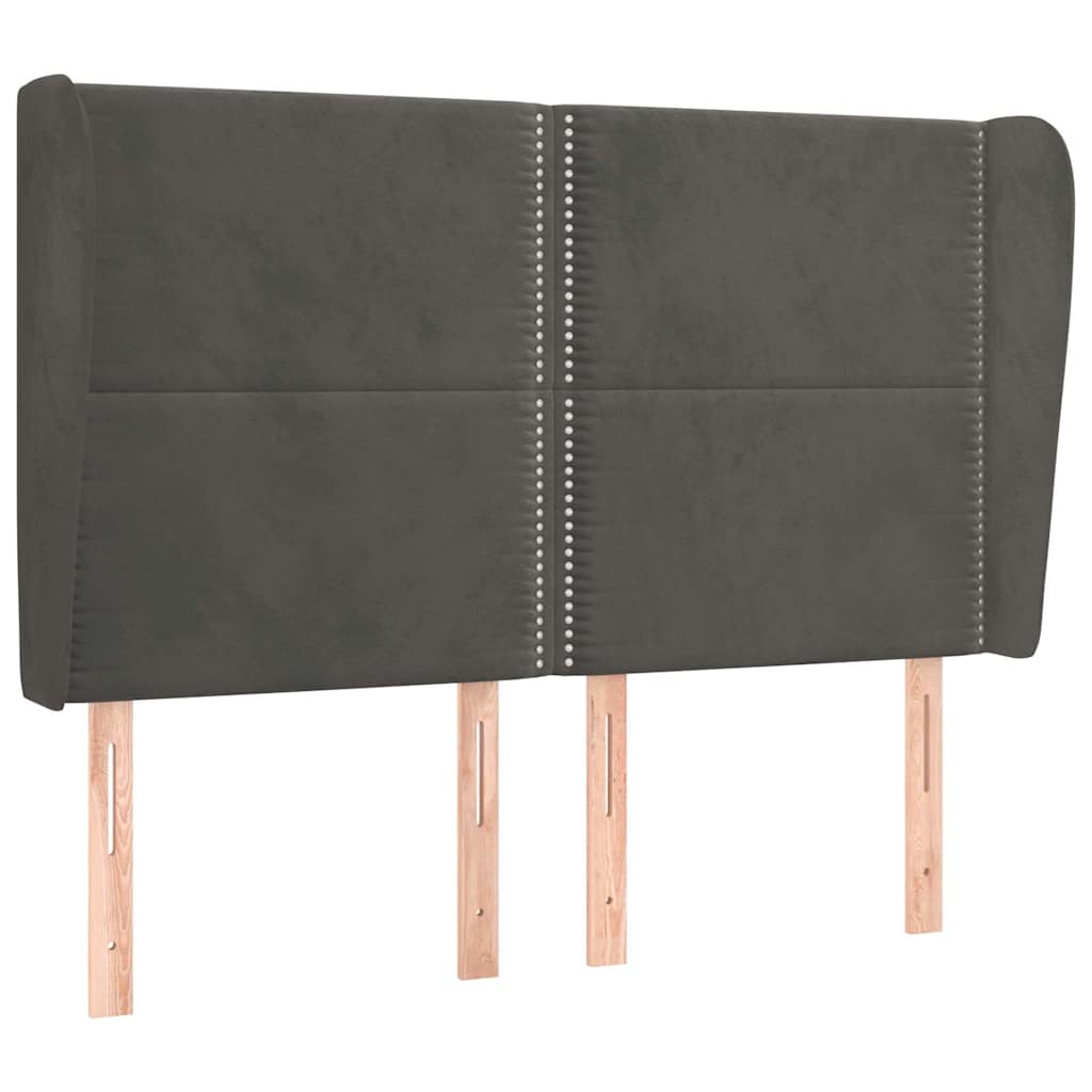 Vidaxl hoofdbord met randen 147x23x118 128 cm fluweel donkergrijs