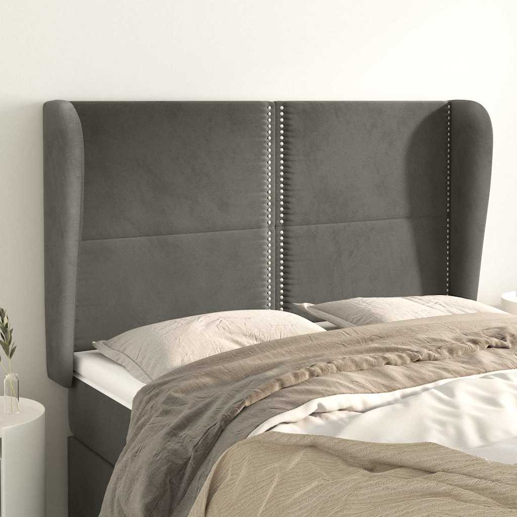 Vidaxl hoofdbord met randen 147x23x118 128 cm fluweel donkergrijs