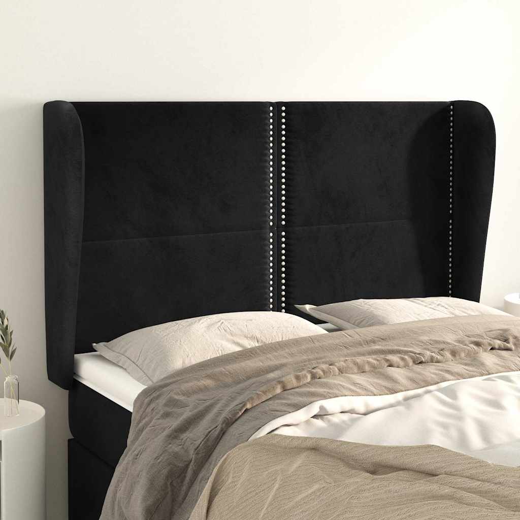 Vidaxl hoofdbord met randen 147x23x118 128 cm fluweel zwart