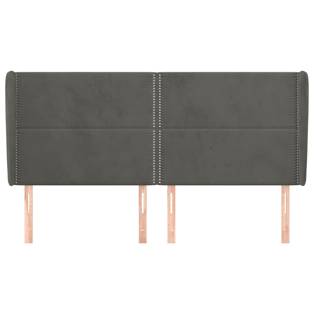 Vidaxl hoofdbord met randen 183x23x118 128 cm fluweel donkergrijs