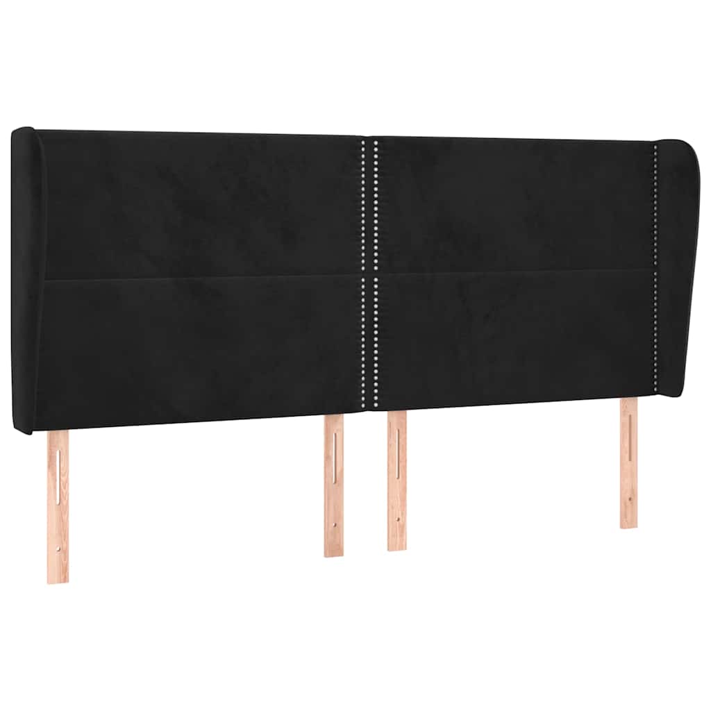 Vidaxl hoofdbord met randen 183x23x118 128 cm fluweel zwart