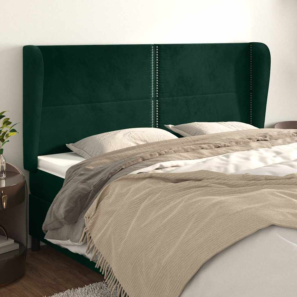 Vidaxl hoofdbord met randen 203x23x118 128 cm fluweel donkergroen