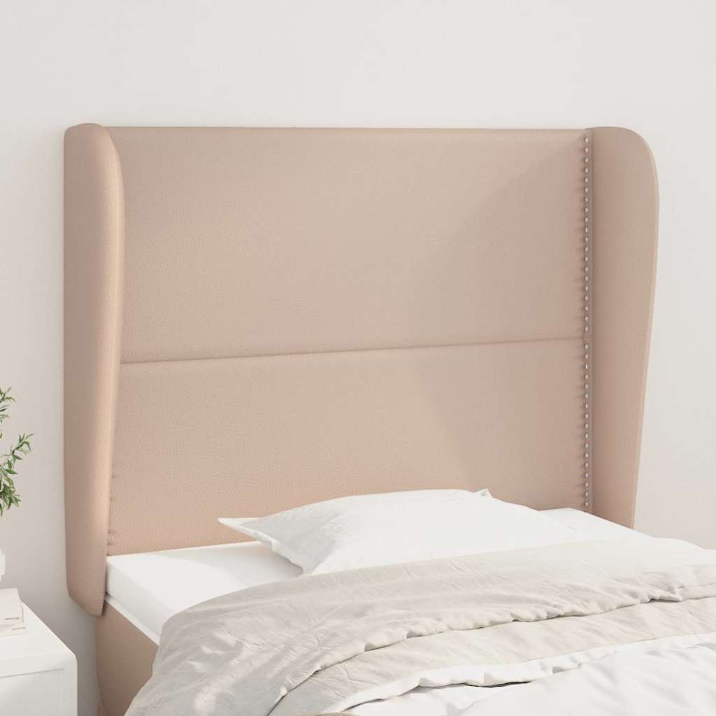 Vidaxl hoofdbord met randen 93x23x118 128 cm kunstleer cappuccinokleur