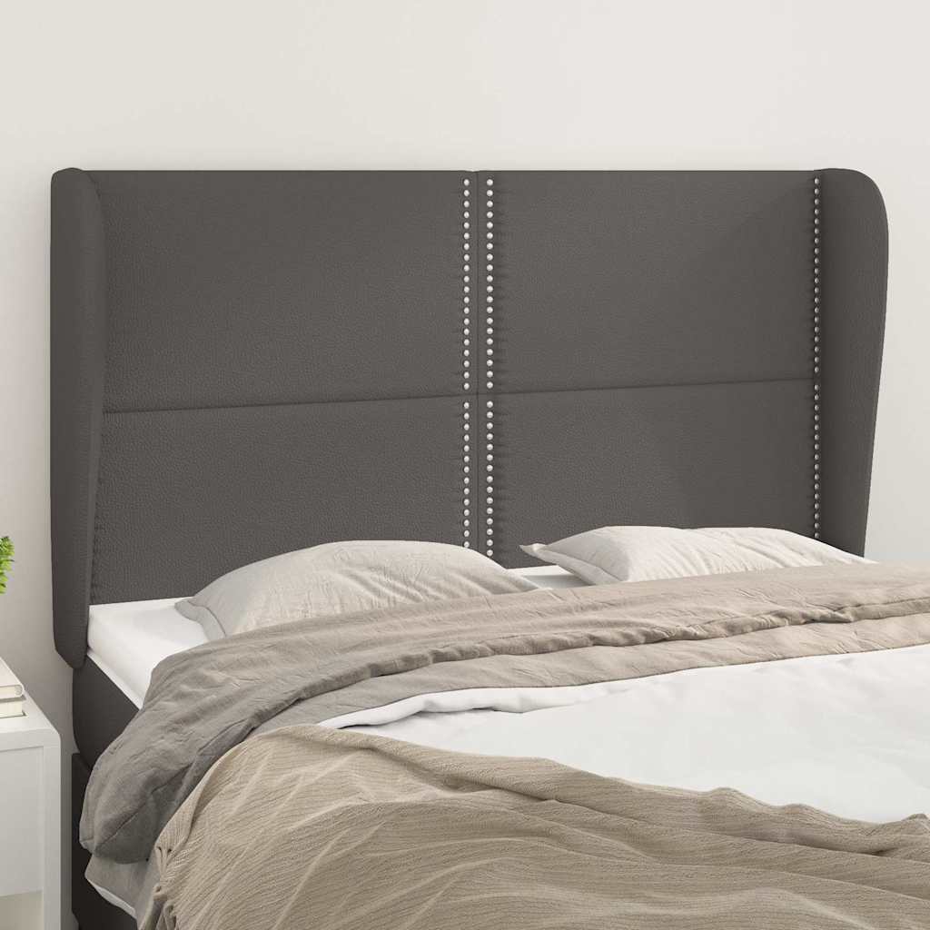 Vidaxl hoofdbord met randen 147x23x118 128 cm kunstleer grijs
