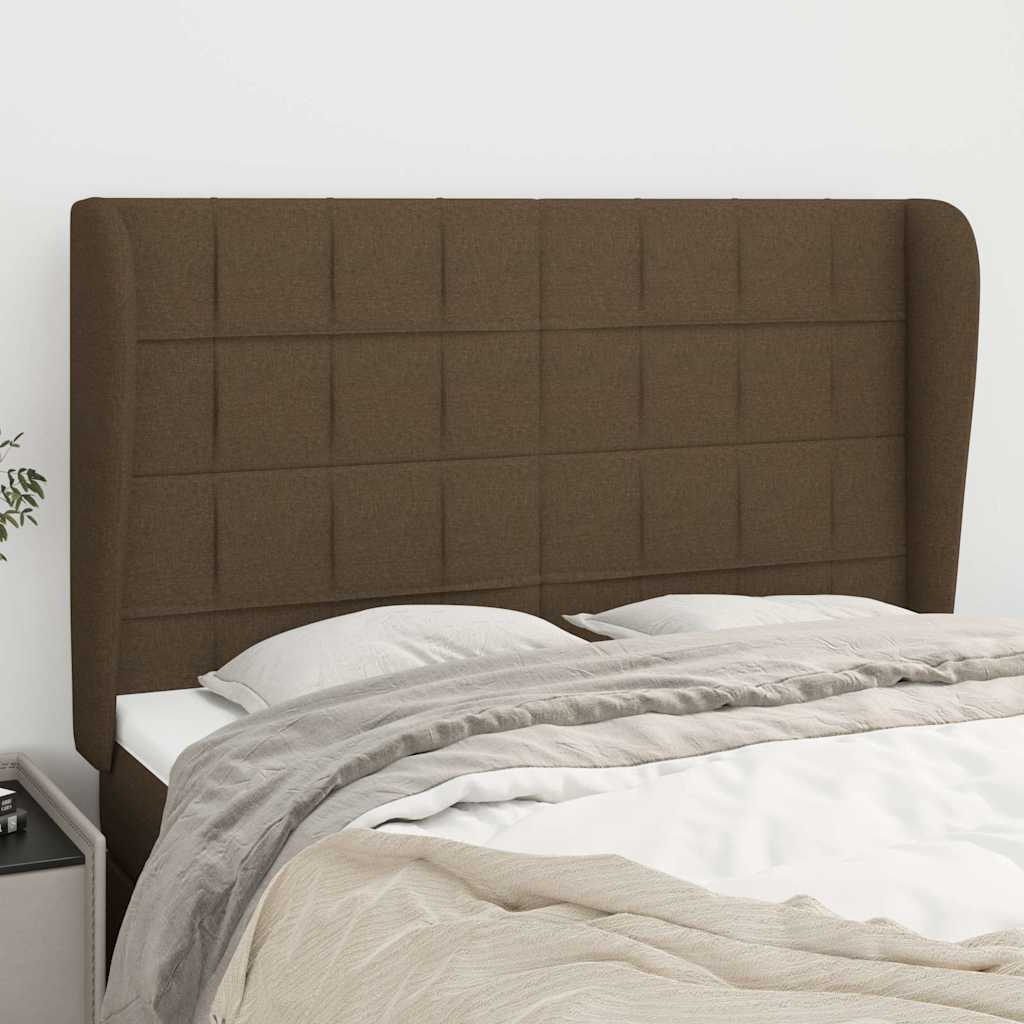 Vidaxl hoofdbord met randen 147x23x118 128 cm stof donkerbruin