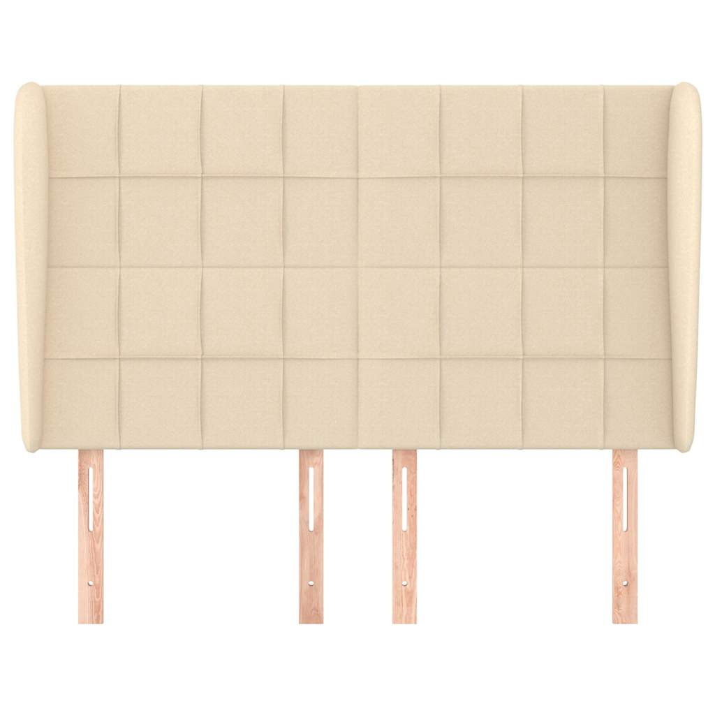 Vidaxl hoofdbord met randen 147x23x118 128 cm stof crèmekleurig