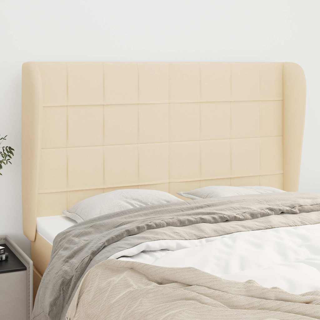 Vidaxl hoofdbord met randen 147x23x118 128 cm stof crèmekleurig