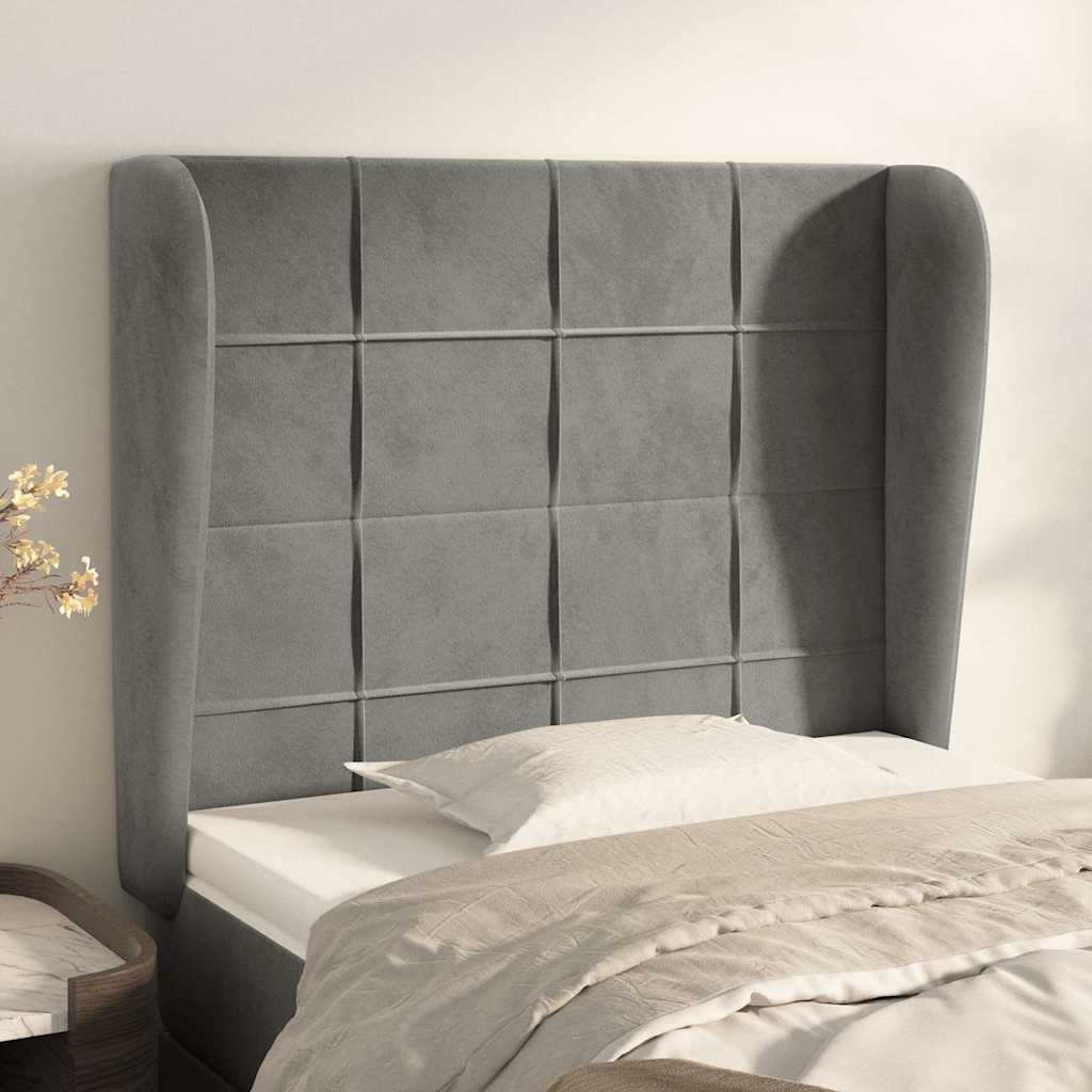Vidaxl hoofdbord met randen 93x23x118 128 cm fluweel lichtgrijs
