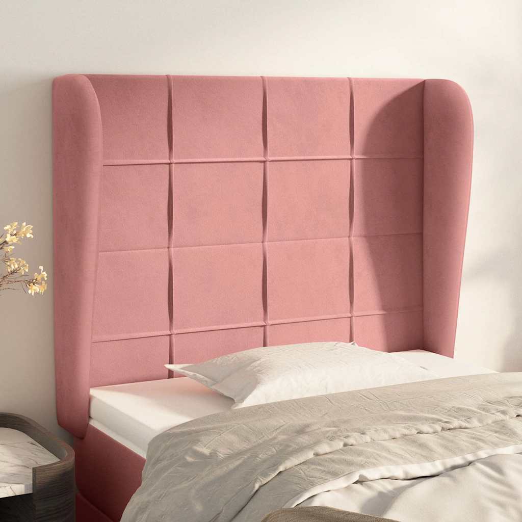 Vidaxl hoofdbord met randen 103x23x118 128 cm fluweel roze