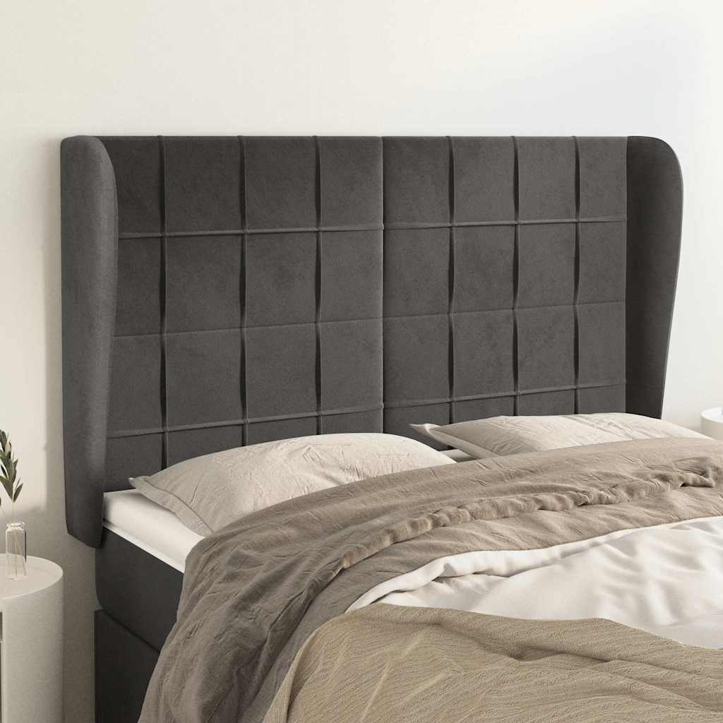 Vidaxl hoofdbord met randen 147x23x118 128 cm fluweel donkergrijs