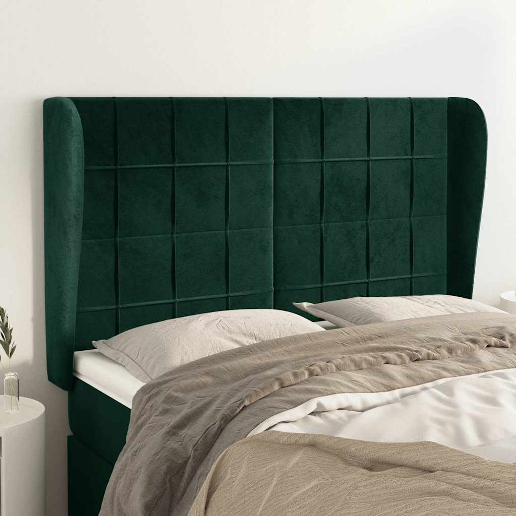 Vidaxl hoofdbord met randen 147x23x118 128 cm fluweel donkergroen