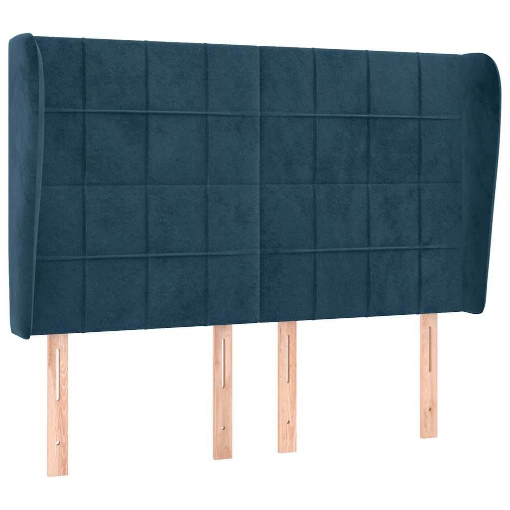 Vidaxl hoofdbord met randen 147x23x118 128 cm fluweel donkerblauw