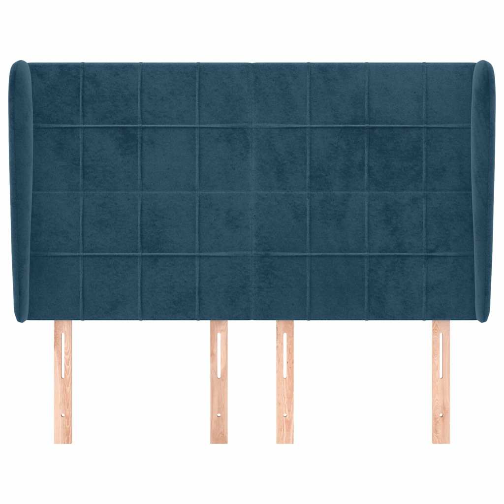 Vidaxl hoofdbord met randen 147x23x118 128 cm fluweel donkerblauw