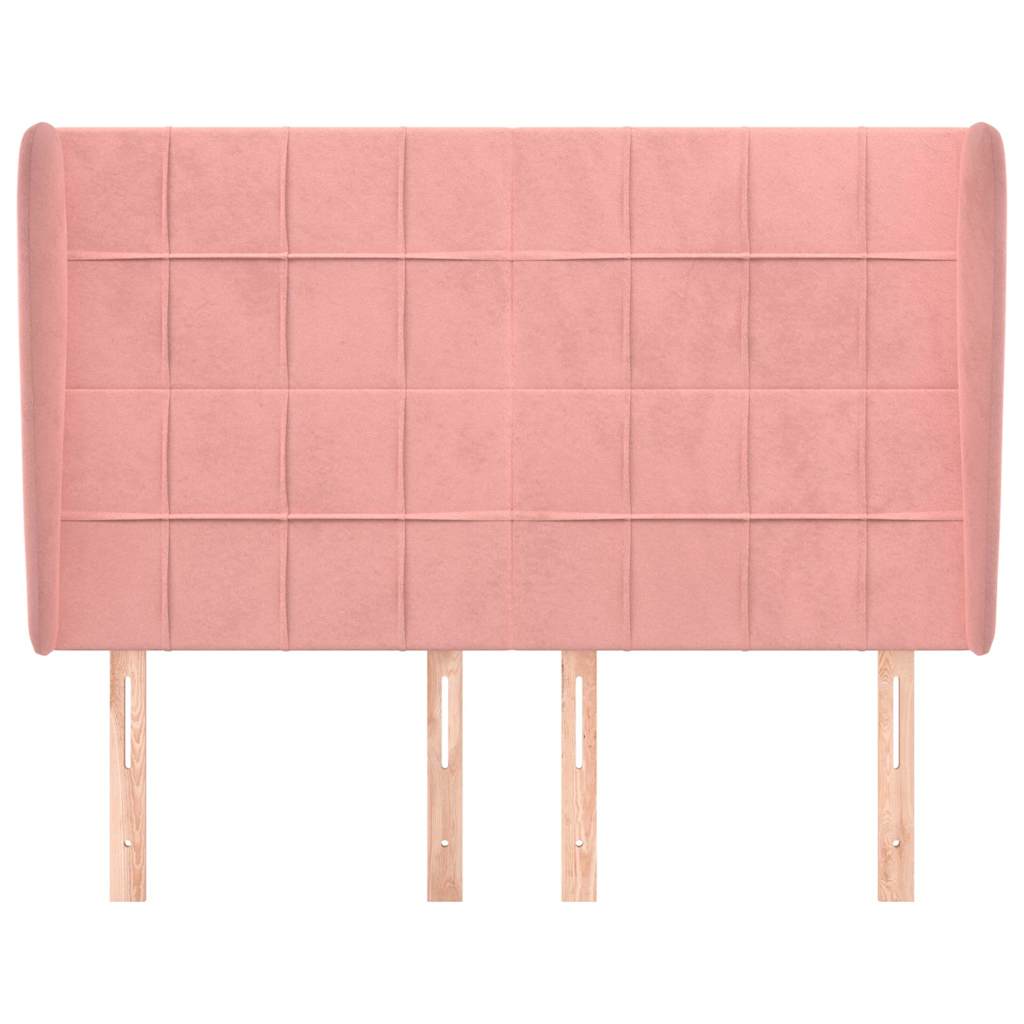 Vidaxl hoofdbord met randen 147x23x118 128 cm fluweel roze