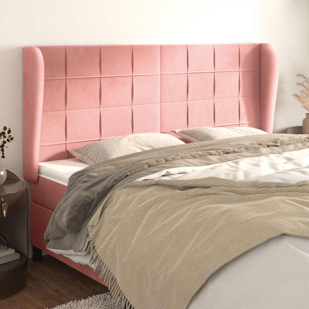 Vidaxl hoofdbord met randen 183x23x118 128 cm fluweel roze