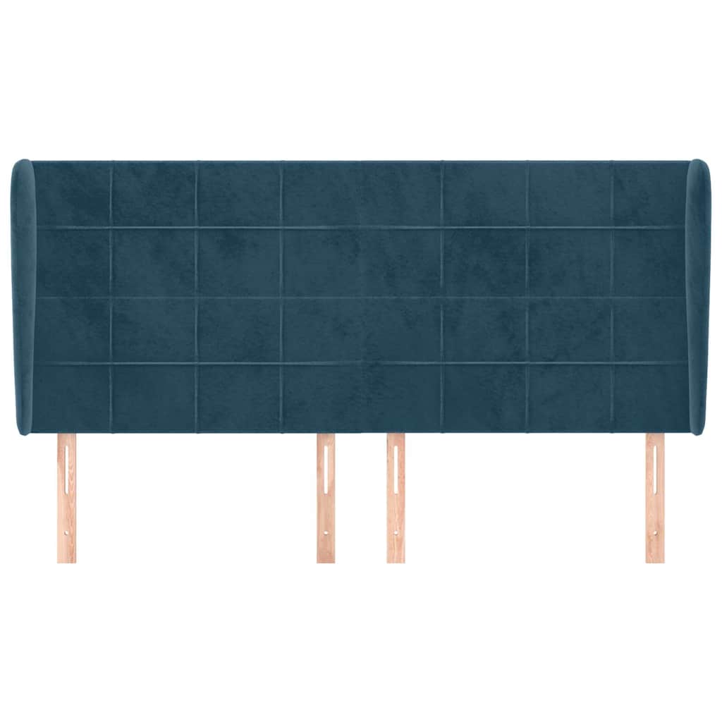 Vidaxl hoofdbord met randen 203x23x118 128 cm fluweel donkerblauw