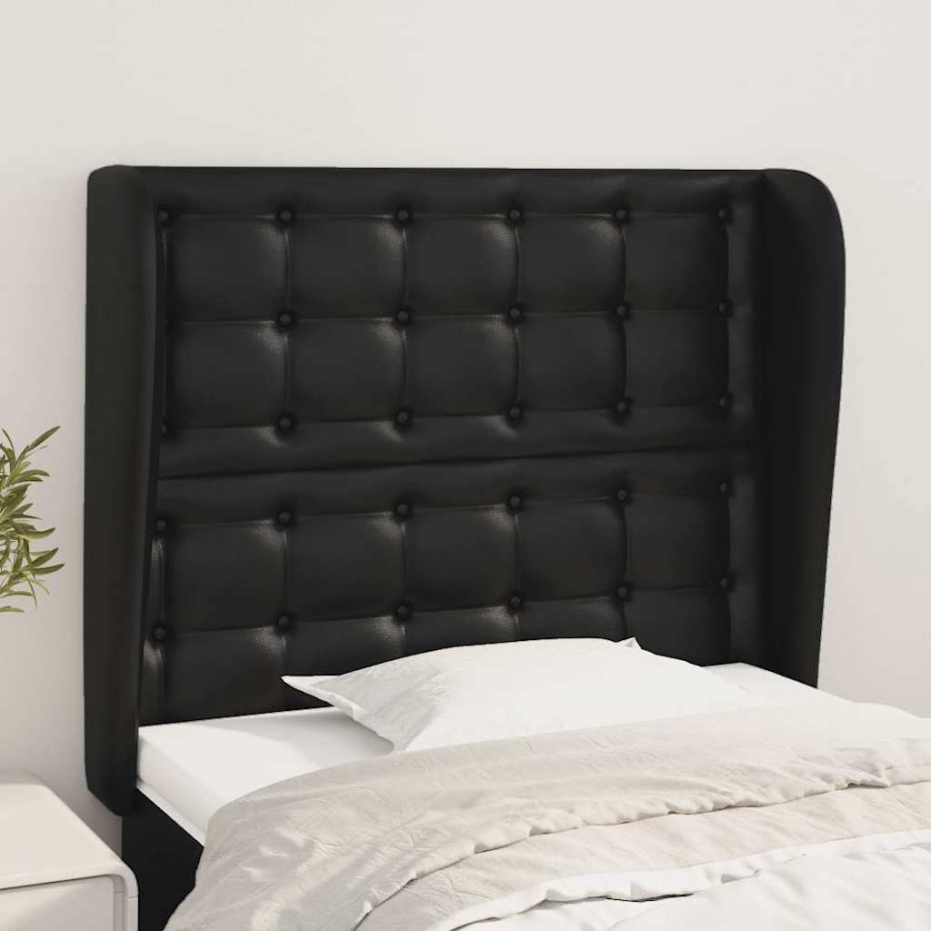 Vidaxl hoofdbord met randen 103x23x118 128 cm kunstleer zwart