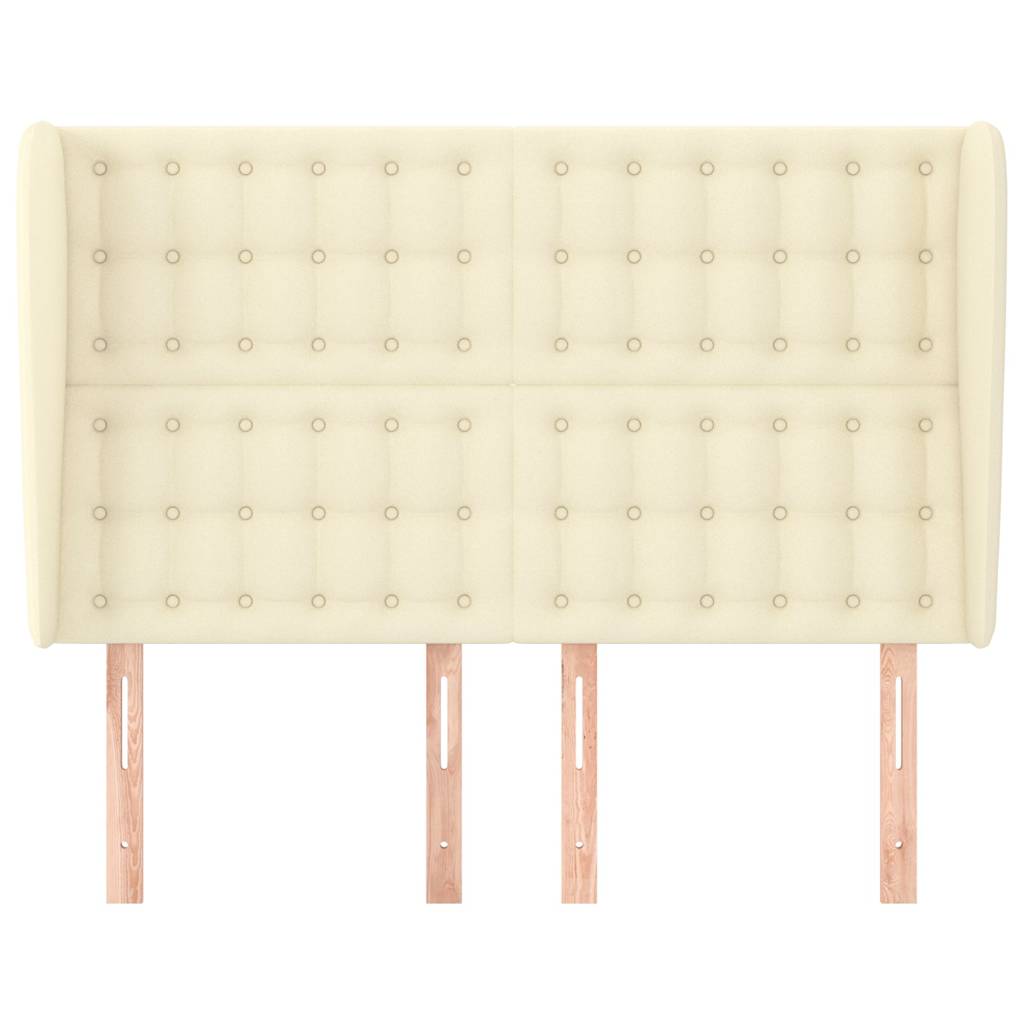 Vidaxl hoofdbord met randen 147x23x118 128 cm kunstleer crèmekleurig