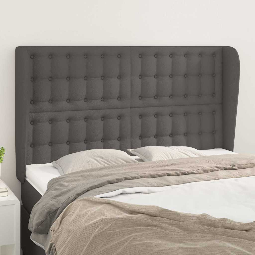 Vidaxl hoofdbord met randen 147x23x118 128 cm kunstleer grijs