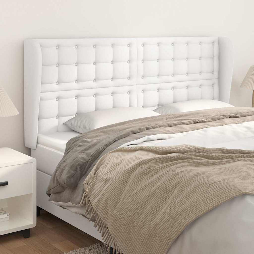 Vidaxl hoofdbord met randen 183x23x118 128 cm kunstleer wit