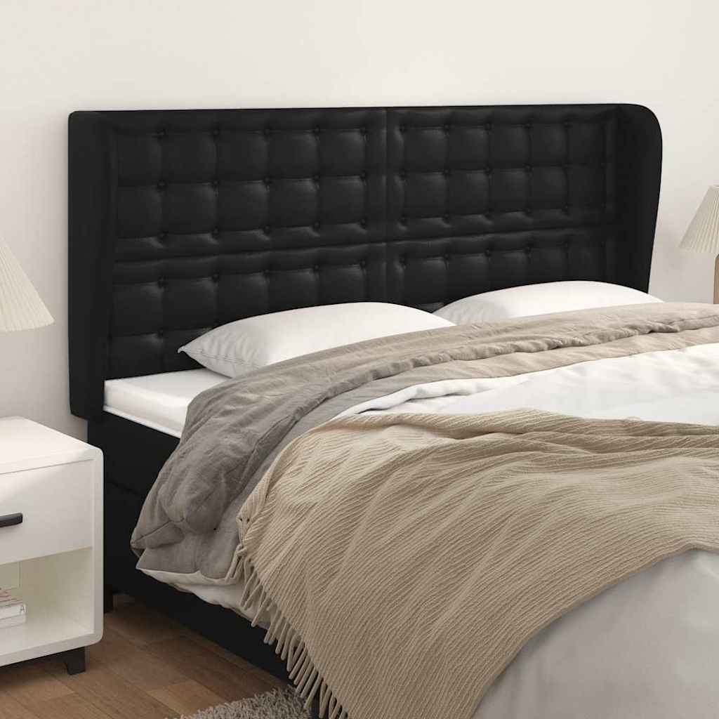 Vidaxl hoofdbord met randen 203x23x118 128 cm kunstleer zwart