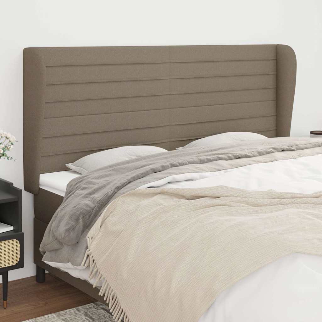 Vidaxl hoofdbord met randen 203x23x118 128 cm stof taupe