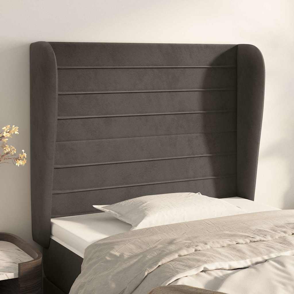 Vidaxl hoofdbord met randen 103x23x118 128 cm fluweel donkergrijs