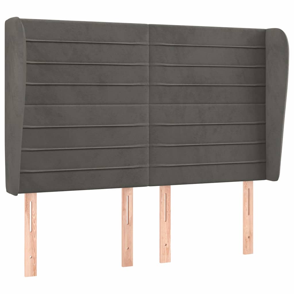 Vidaxl hoofdbord met randen 147x23x118 128 cm fluweel donkergrijs