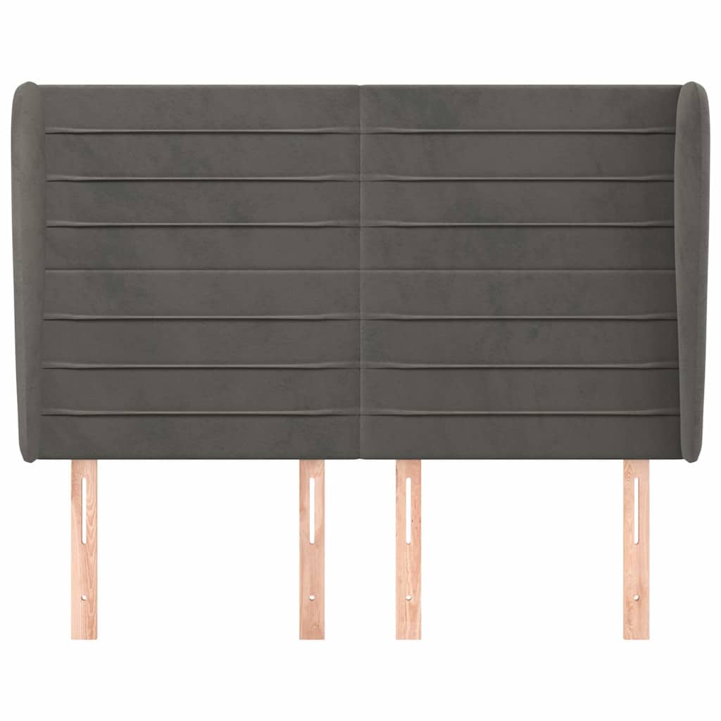Vidaxl hoofdbord met randen 147x23x118 128 cm fluweel donkergrijs