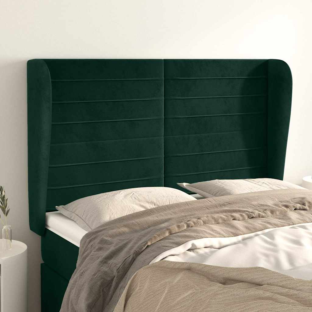 Vidaxl hoofdbord met randen 147x23x118 128 cm fluweel donkergroen