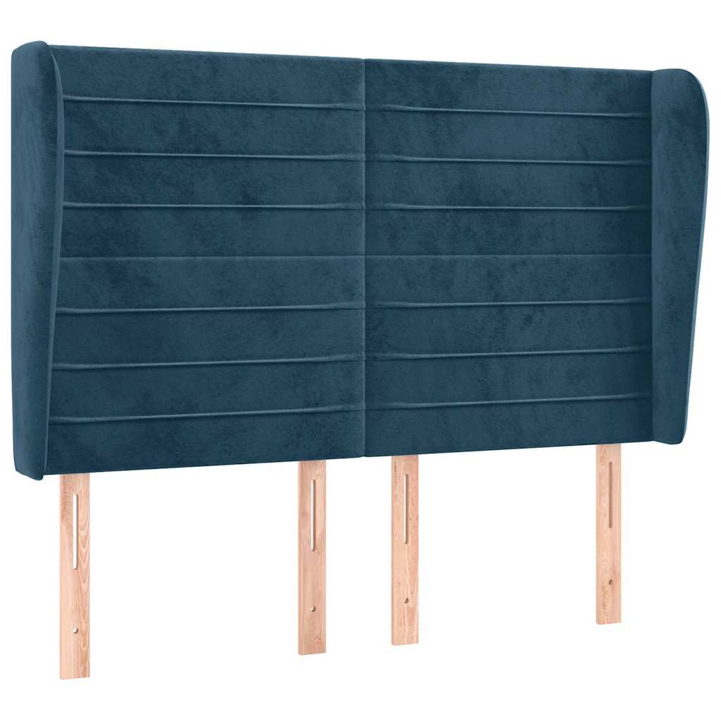 Vidaxl hoofdbord met randen 147x23x118 128 cm fluweel donkerblauw