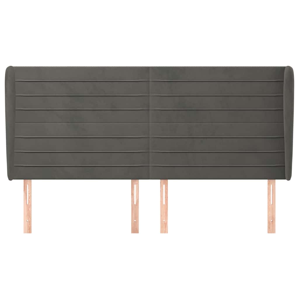 Vidaxl hoofdbord met randen 183x23x118 128 cm fluweel donkergrijs