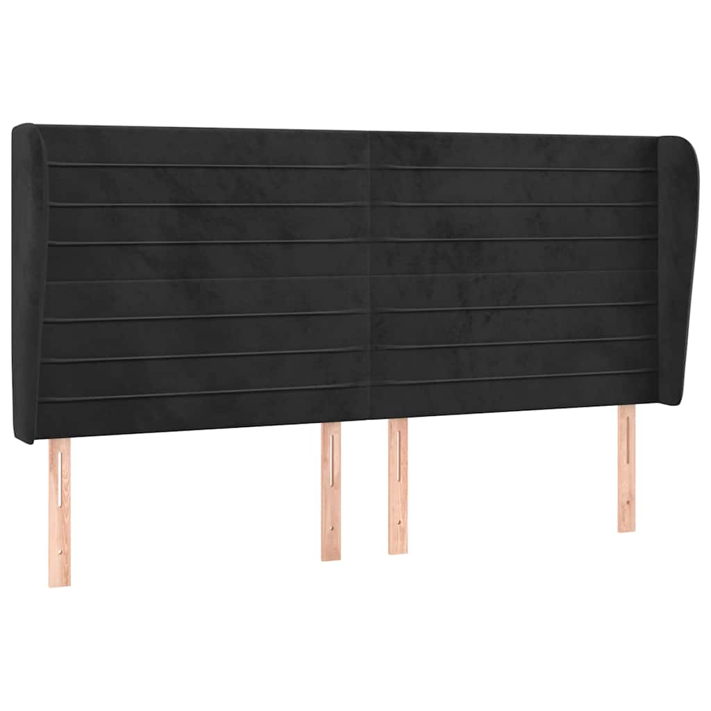 Vidaxl hoofdbord met randen 203x23x118 128 cm fluweel zwart