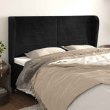 Vidaxl hoofdbord met randen 203x23x118 128 cm fluweel zwart