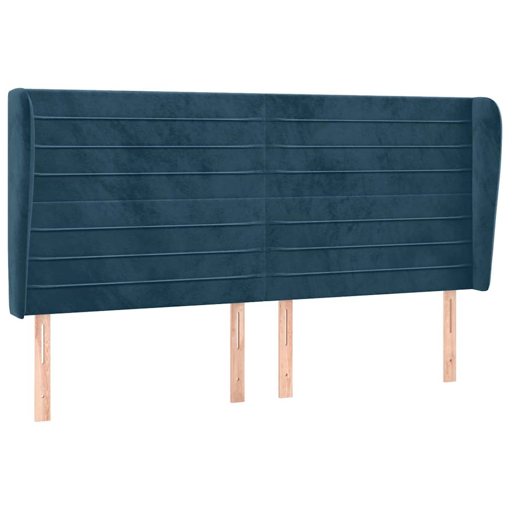 Vidaxl hoofdbord met randen 203x23x118 128 cm fluweel donkerblauw