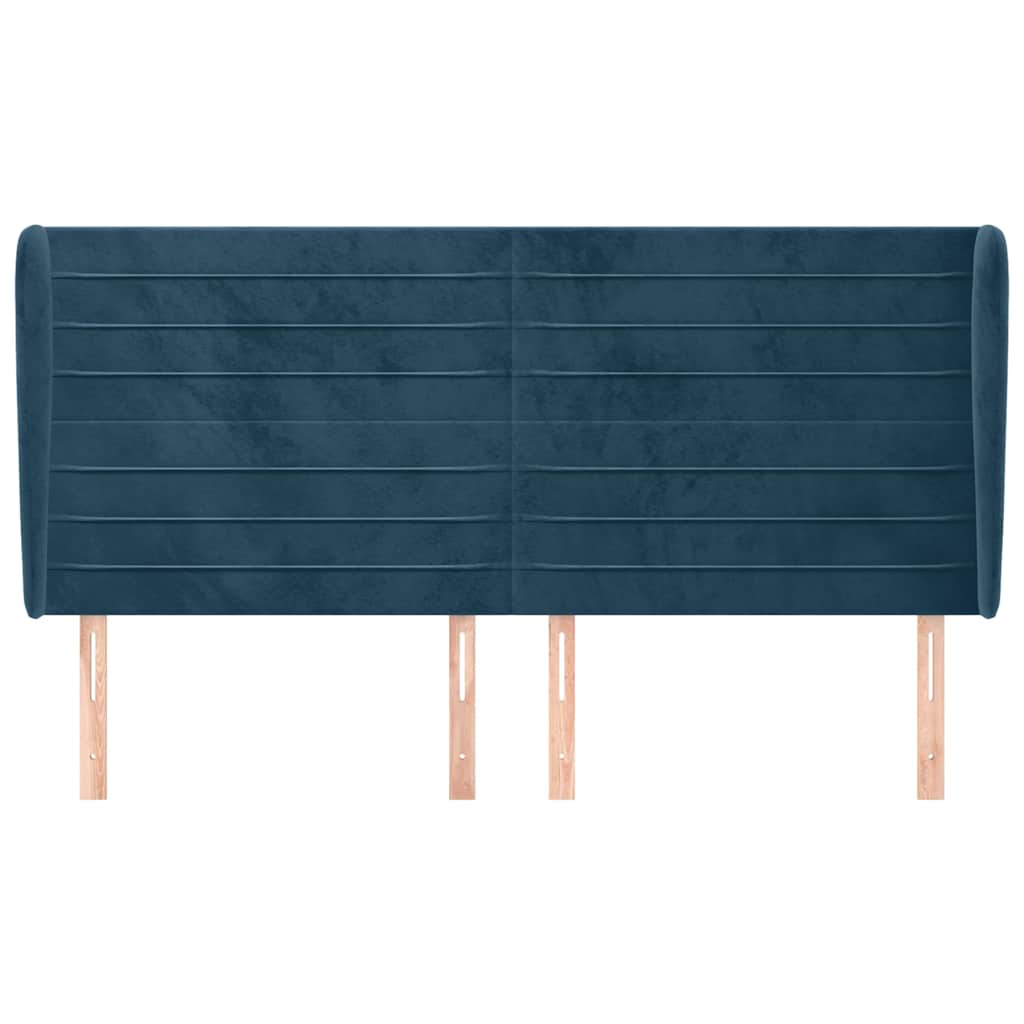 Vidaxl hoofdbord met randen 203x23x118 128 cm fluweel donkerblauw