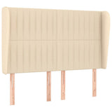 Vidaxl hoofdbord met randen 147x23x118 128 cm stof crèmekleurig