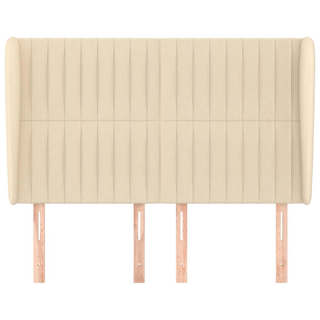 Vidaxl hoofdbord met randen 147x23x118 128 cm stof crèmekleurig