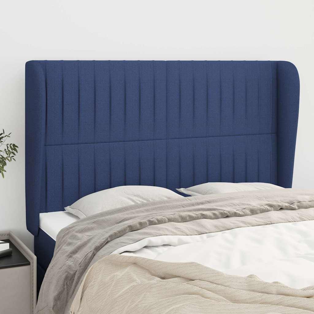 Vidaxl hoofdbord met randen 147x23x118 128 cm stof blauw