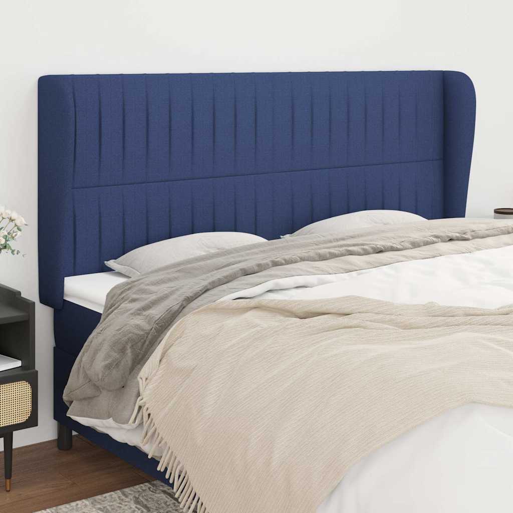 Vidaxl hoofdbord met randen 163x23x118 128 cm stof blauw