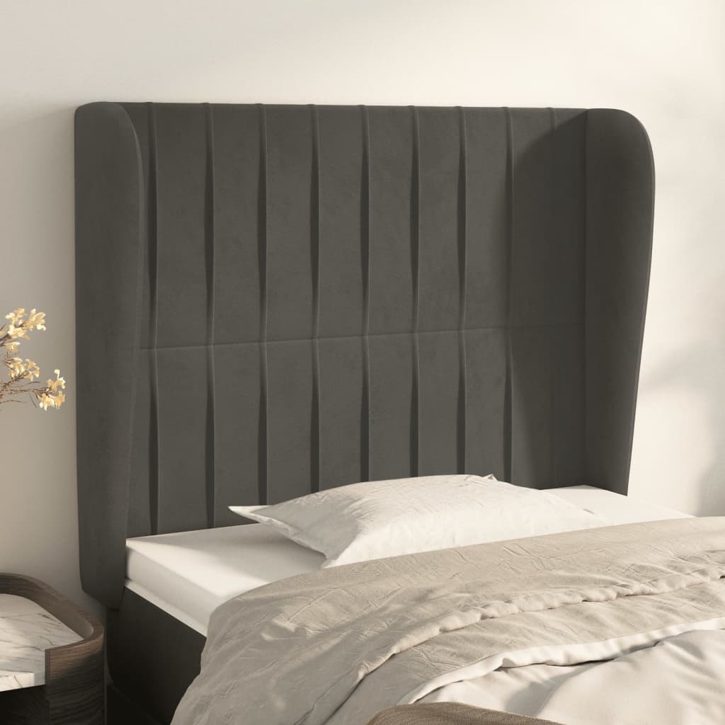 Vidaxl hoofdbord met randen 93x23x118 128 cm fluweel donkergrijs